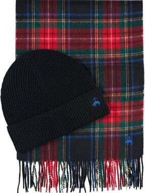 Men's Wool Cashmere Scarf & Ribbed Beanie Gift Set - Timeless Winter Luxury